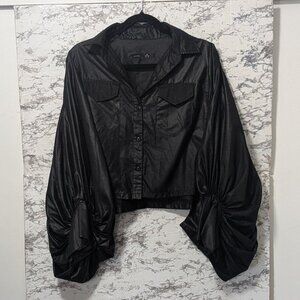 Aude Balloon Sleeves Button Up Top